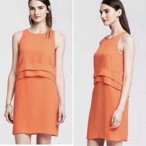 Banana Republic Vibrant Orange Layered Mini Dress 4P